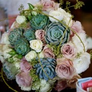 Blush, White and Mint Bridal Bouquet